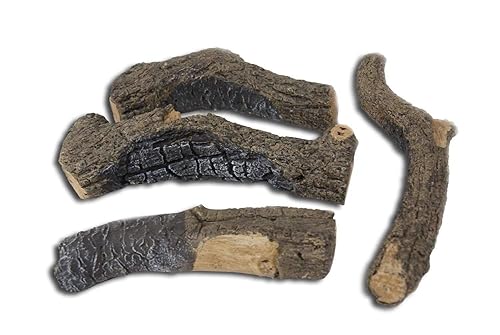 Real Fyre Charred Oak Branches (BDC-4), Set of 4 Ceramic