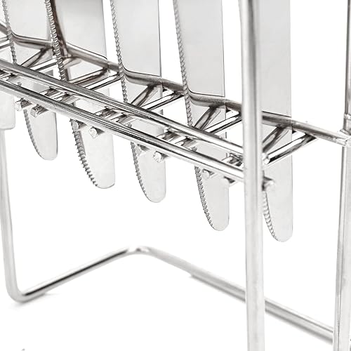 Miniatura 5 de Juego de cubiertos colgantes de 24 piezas con un estante para cubiertos, cubiertos de acero inoxidable con mango de madera de imitación de mármol