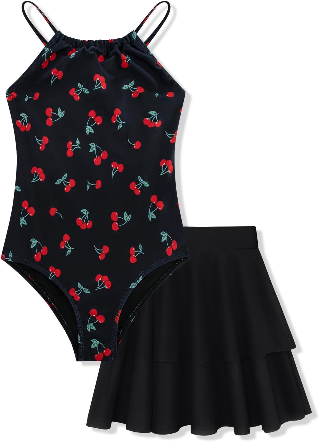 Girls One Piece Swimsuits with Mesh Skirt Tanikini Bathing Suit Swimwear 6-14Y