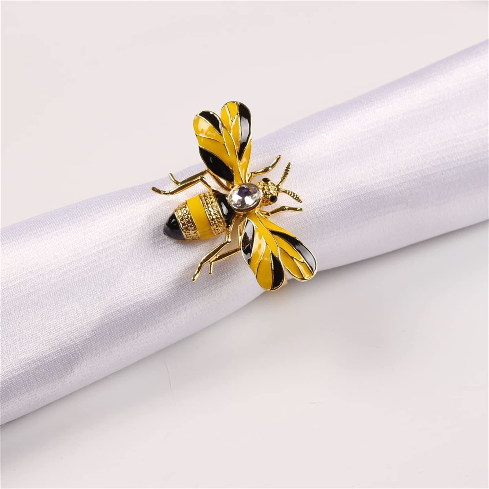 servilletero 10pcs abeja anillo de servilleta aleación verde insecto dragonfly gotea hebilla de diamante (Color : Yellow)