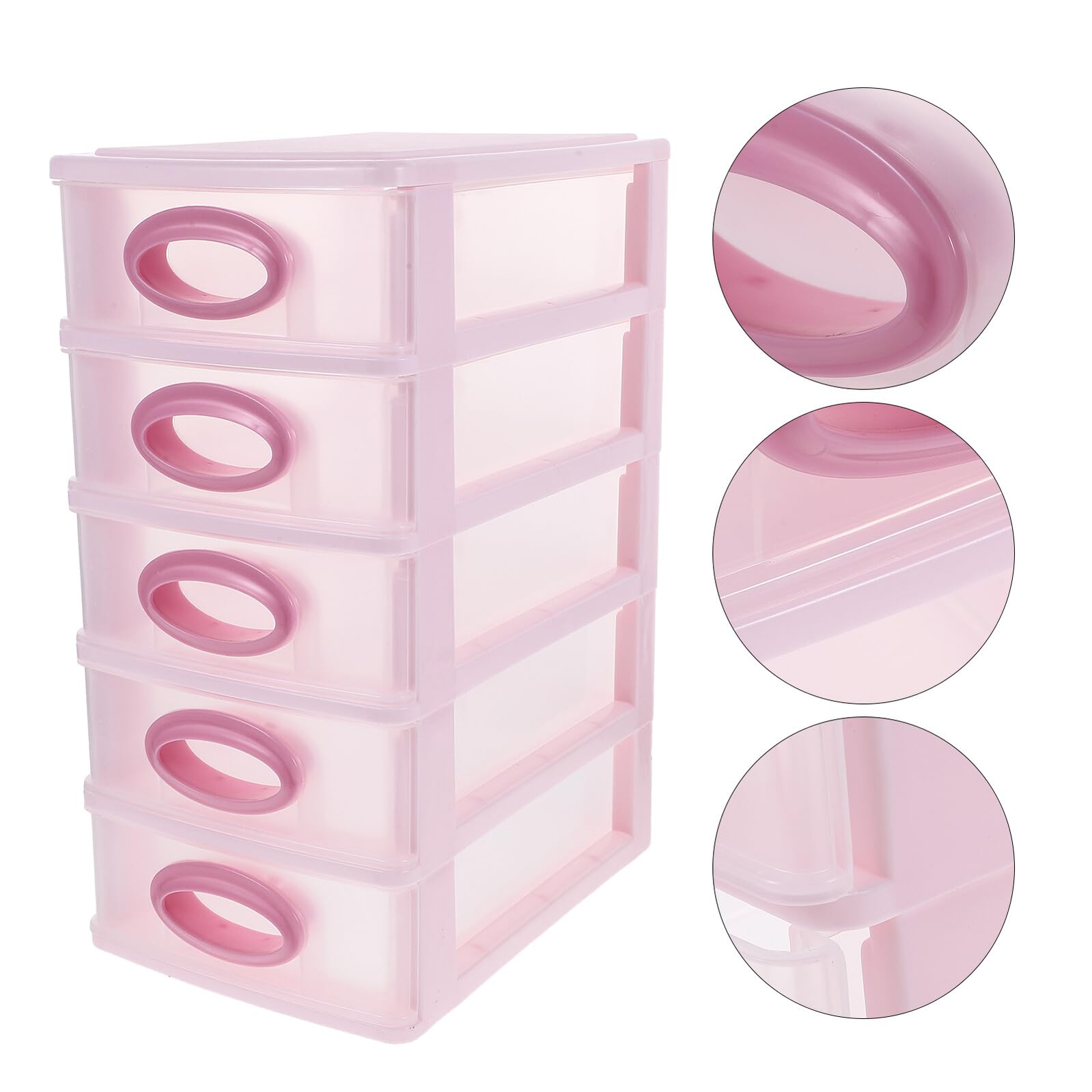 Ipetboom Organizzatore da Scrivania 5 Cassetti in Pp Rosa, Mobiletto Porta Cosmetici e Cancelleria, Design Semplice e Pratico, Facile da Montare per Ufficio e Uso Quotidiano