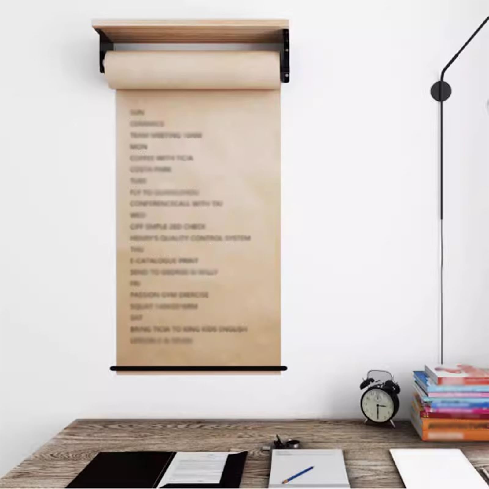 Porte-rouleau de papier kraft 40 cm distributeur mural noir avec lame de coupe