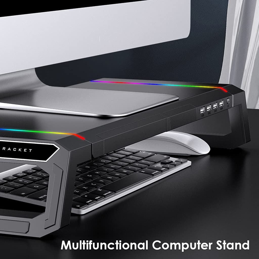Supporto per monitor Organizer Supporto Supporto RGB Scrivania di Ricarica per Computer Portatile Home Monitor Stand con Cassetto