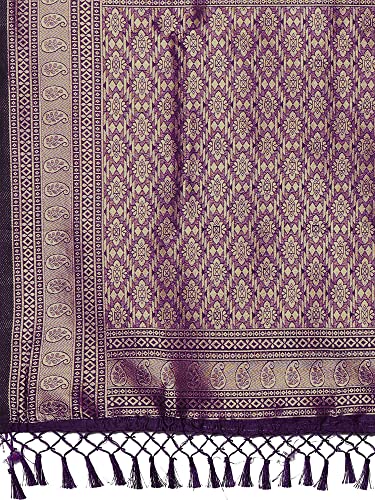 Image of AKHILAM Women's Banarasi Silk Blend Woven Design Golden zari Work Saree With Unstitched Blouse Piece (2PAKHI41 Parent)