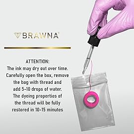 BRAWNA 30 Meters Pink Eyebrow and Lip Pre - Inked Mapping String - Brow Measuring Tool - PMU Supply - Microblading Kit - Brow Lamiantion and Henna Supplies - 4 Pack