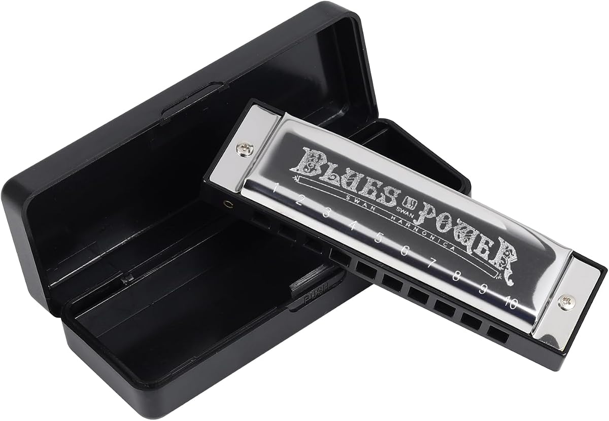 Armónica de blues C Key Armónica diatónica de 10 agujeros A B D E F G Ab Bb Db Eb Gb 12 teclas disponibles para principiantes, personas mayores y jugadores profesionales (A Key)
