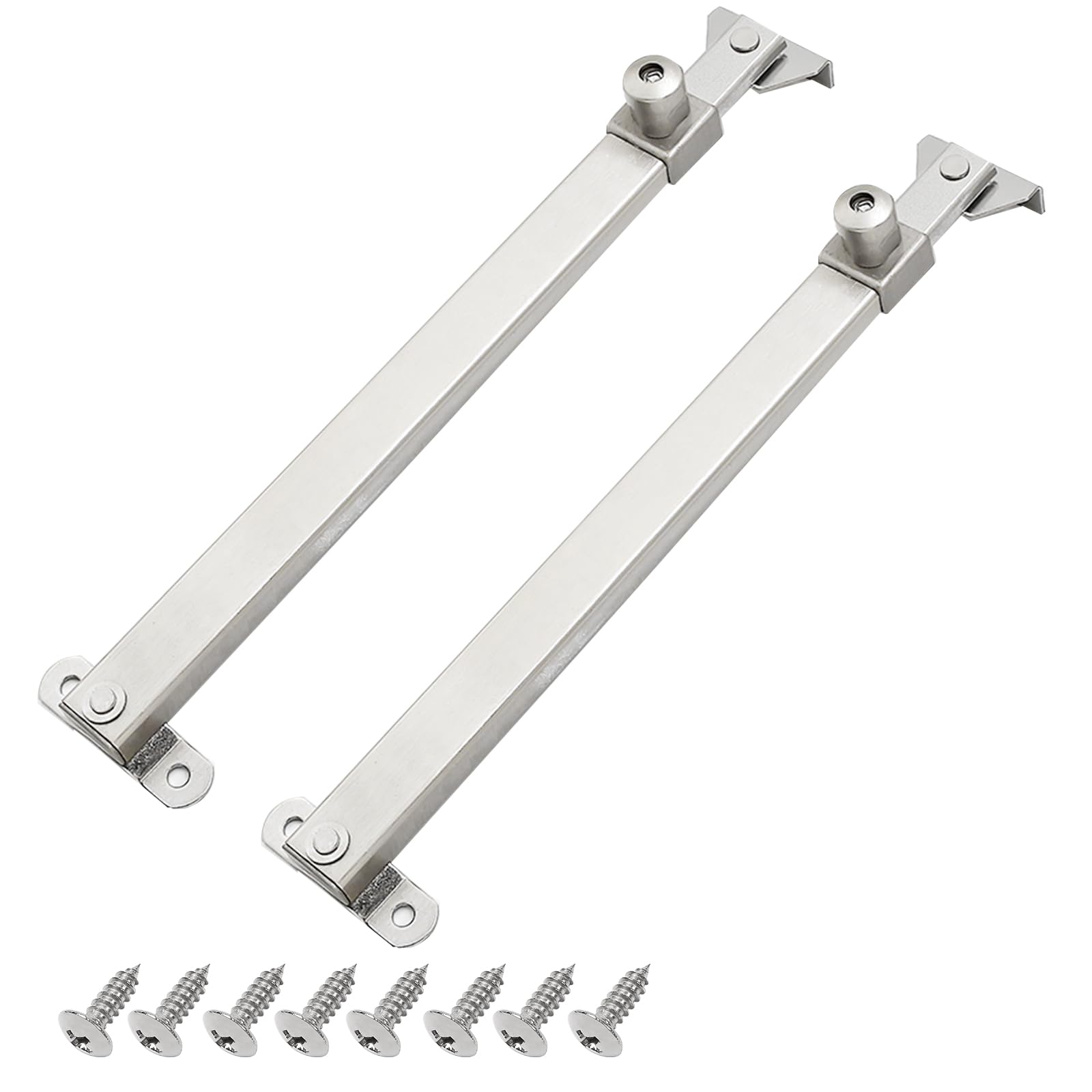 Monlech 2Pcs Casement Stay Window Latch, Stainless Steel Casement Window Stays,Window Bracket,Multi-Position Window Stay,Electroplating Brushed Silver (Style 02 Flat Bracket, 8-Position)