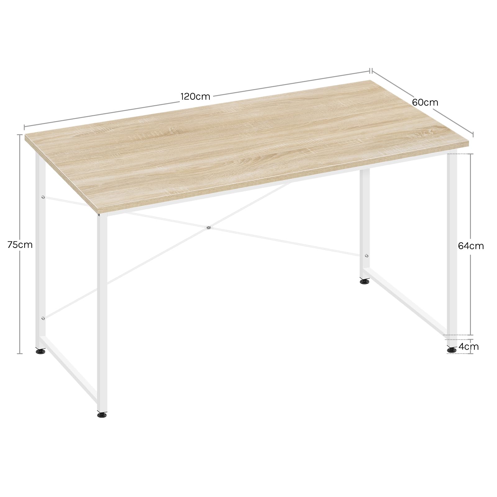 WOLTU Scrivania per Computer Piccola, 100x50 cm, Struttura in Metallo, Salvaspazio, per Ufficio Casa Studio Camera da Letto, in Materiale a Base di Legno, Rovere Chiaro