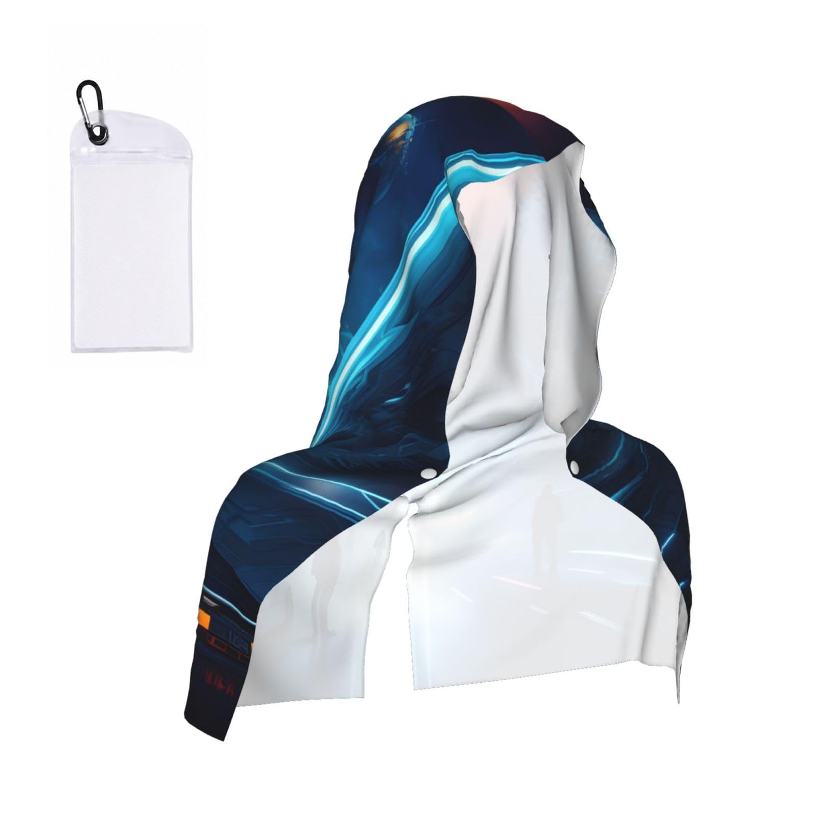 CNTDBU Science Fiction Future Cooling Towel Hooded-Instant Chill Neck Cover for Sports, UV Cooling Rag for Running Gym