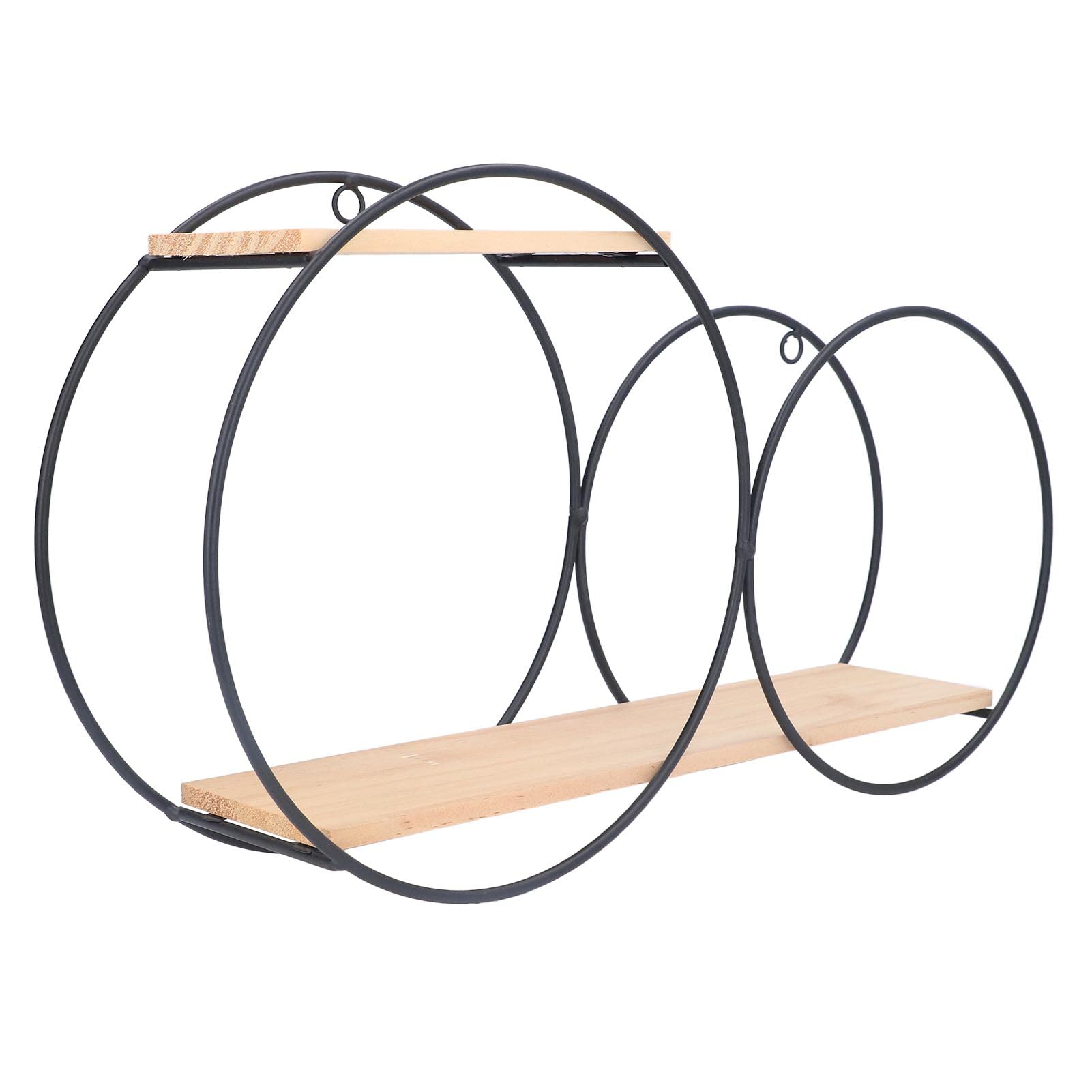 Étagère Murale Ronde En Métal Et Bois Fermement Soudée à Double Usage - Forte Capacité De Charge - Pour Chambre à Coucher, Salon De Thé