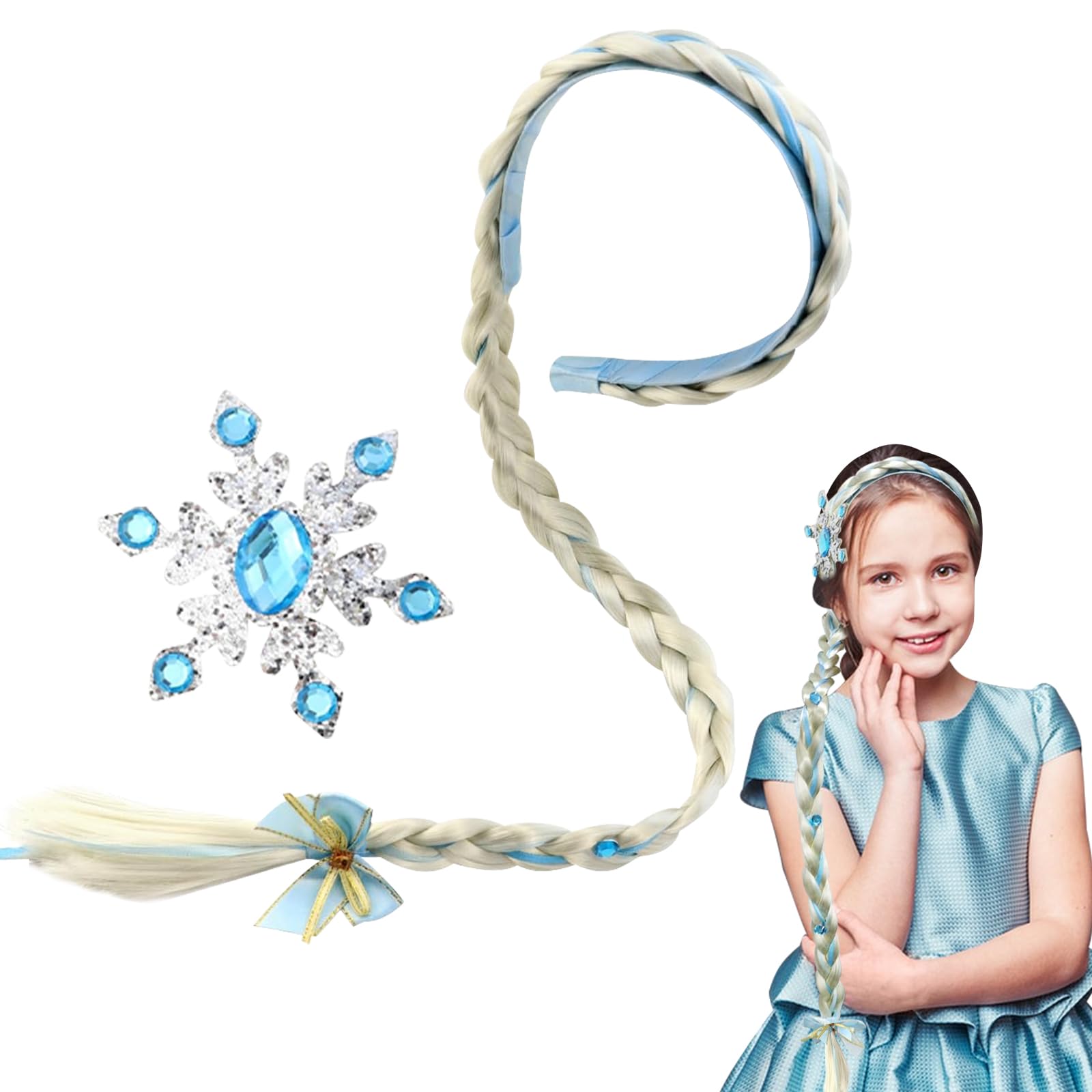 Parrucca Rapunzel Per Bambina - Trecce Lunghe Con Fascia, Costume Principessa Disney, Taglia Unica