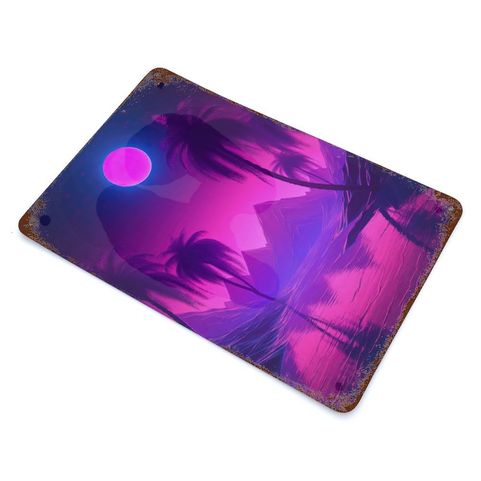Dreamy Synthwave Horizons Vintage Rust Metal Sign 11.8"x7.9", Classic Wall Plaque for Basement, Hobby Room And Garage Decor