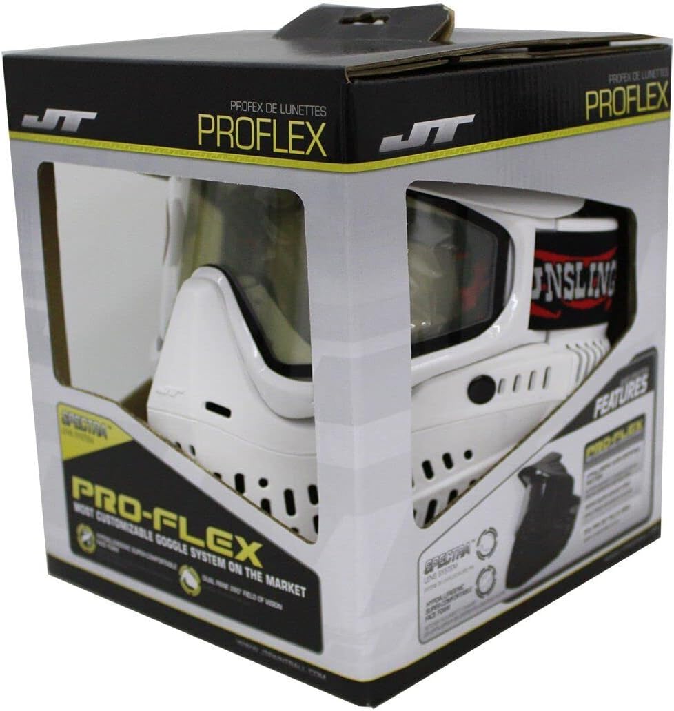 JT Spectra Proflex L.E. Paintball Mask Goggle w/Clear + Fire Thermal Lens - White Gunslinger