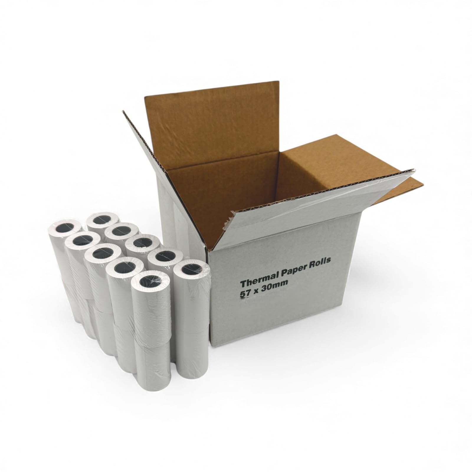 200x Rolls 57x30mm Thermal PDQ Receipt Rolls White High-Speed Paper with Low Roll Warning Strip