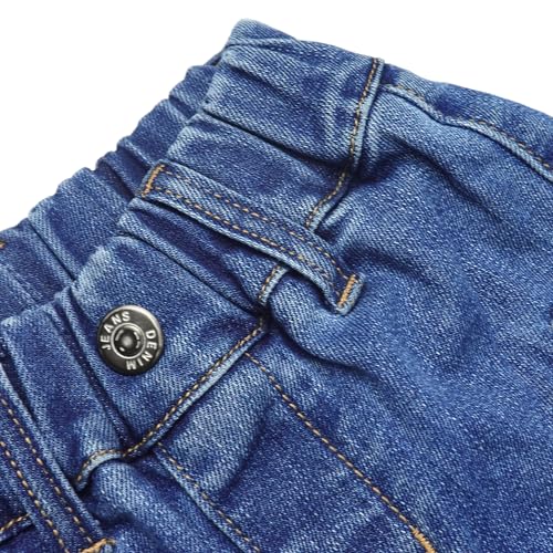 KIDSCOOL SPACE Baby Girls Wide-Leg Cargo Jeans,Toddler Boy Elastic Waist with D-Ring Loops Stretch Denim Pants4