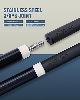 KONLLEN Ebony Pro Series Carbon Fiber Pool Cue Stick Handmade Inlay Cue (Inlay Ring, Carbon Technology Low Deflection Billiard Cue Stick, Ebony Butt, 12.5mm,147cm)