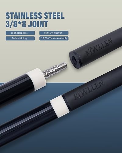 Miniatura 7 de KONLLEN Taco de billar de fibra de carbono con eje cónico profesional, desviación súper baja, taco de billar ébano con incrustaciones hechas a mano