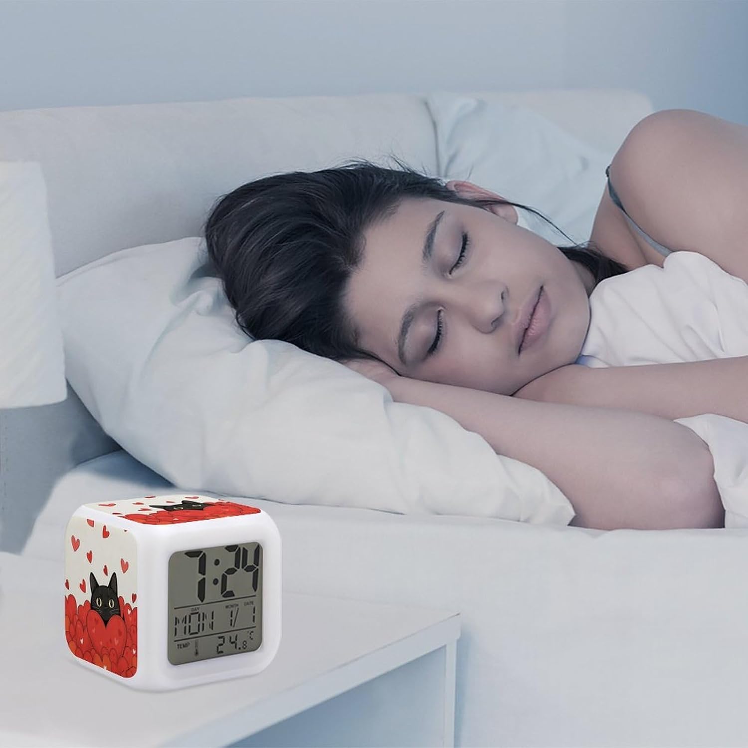 Love Black Cats Digital Alarm Clock Alarm Clock for Bedroom image 5