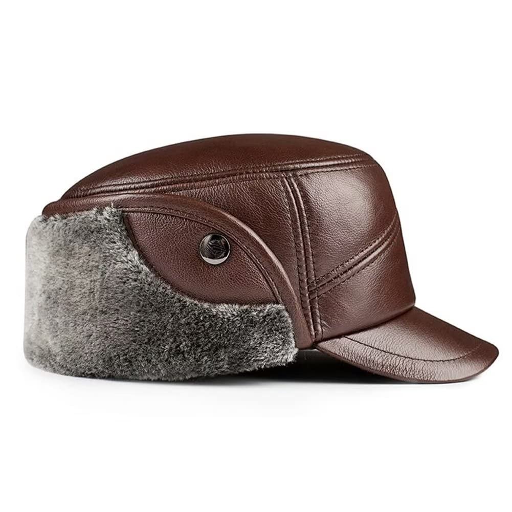 Cappello da Uomo Invernale Antivento Cappello Caldo Cappello da Donna Russo paraorecchie Cappello Invernale da Sci Berretto Finto Cappelli Berretto da Baseball in Pelle con VI,B-L
