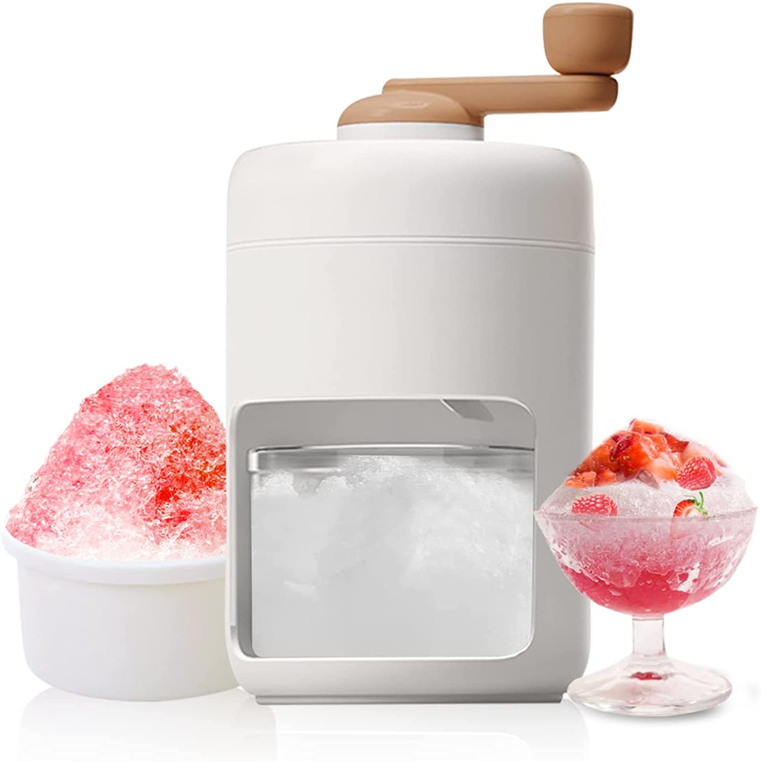 Shinzy Manual Ice Crusher Slush Machine, Ice Shaver Cocktails, Portable Slushie Machines and Snow Cone Machine with Free Ice Cube Tray, BPA Free for Home Kitchen Resturant Use