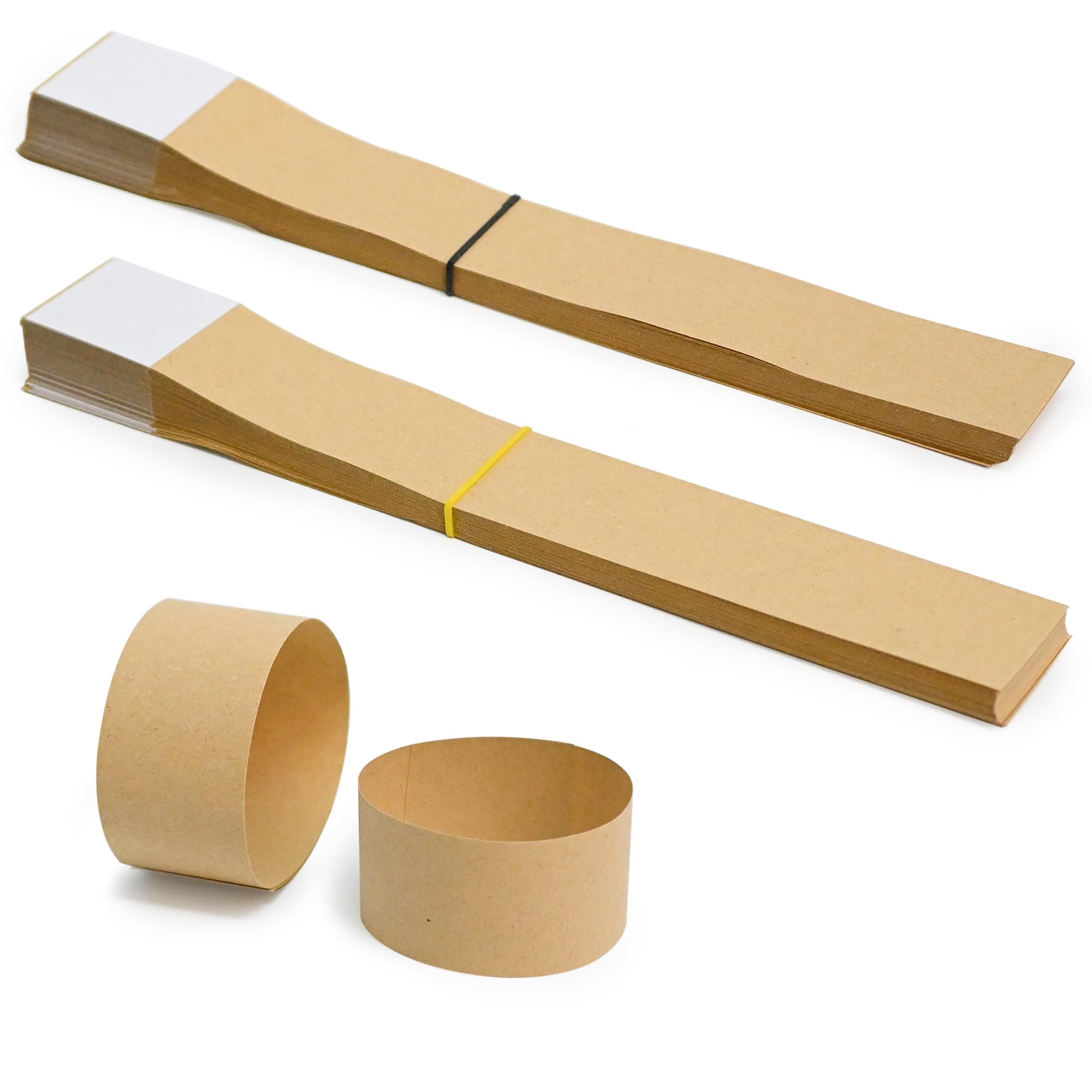 L LIKED Blank Kraft Currency Straps - Money Bands for Bill Wrappers, Self Adhesive Cash Organizer, 8 x 1.25 Inch (120 Bands)