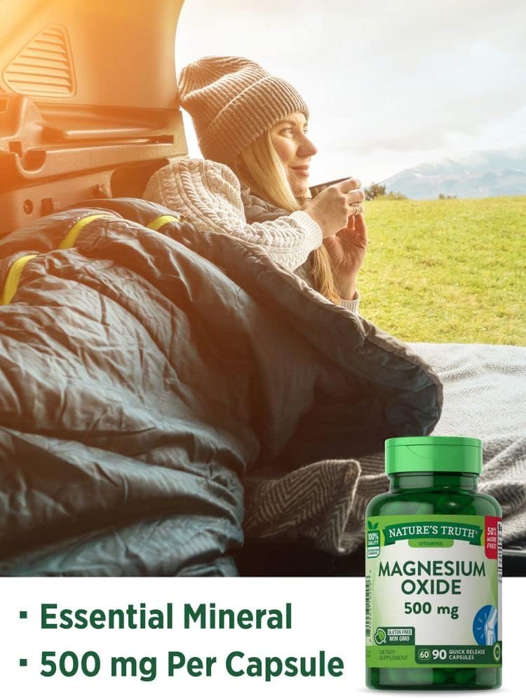 Nature's Truth Magnesium Oxide 500 Mg Capsules, 90 Count, Unflavored