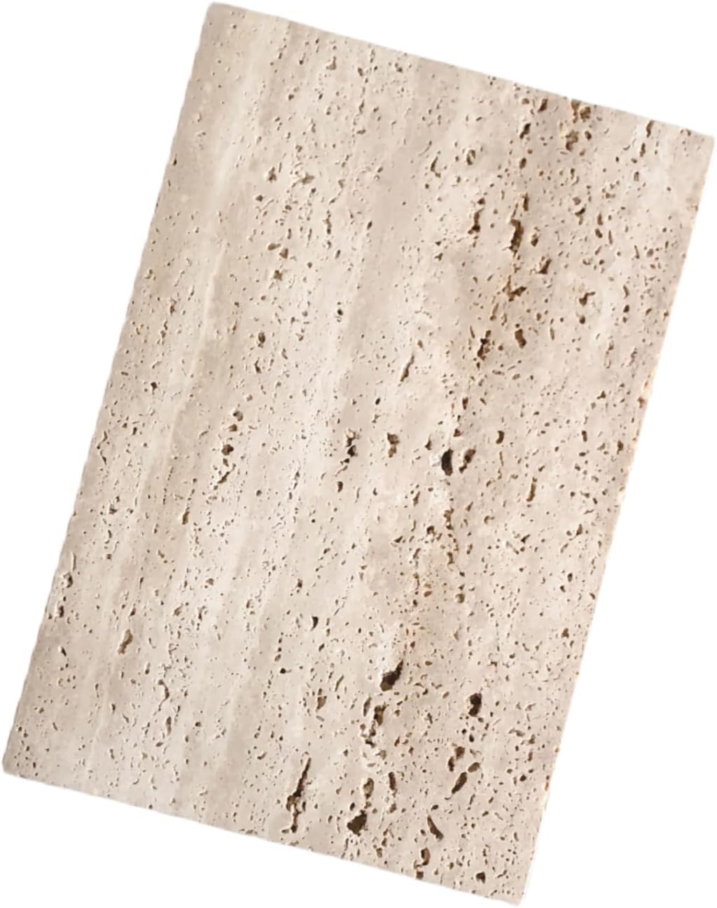 hole stone right angle marble slab surface plate with non-slip mat decorative tray for home (beige travertine 11.8x7.87x0.39) 11.8" x 7.8" x 0.4"
