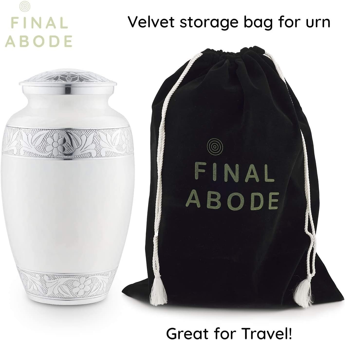 Hot Deals Final Abode Cremation Memorial Urn for Ashes and Stainless Steel Pendant Necklace - White Funeral Burial Engravable Urn - Pendant with Chain Engraved - Protective Black Velvet Bag for Transport Limited Stock Final Abode Cremation Memorial Urn for Ashes and Stainless Steel Pendant Necklace - White Funeral Burial Engravable Urn - Pendant with Chain Engraved - Protective Black Velvet Bag for Transport