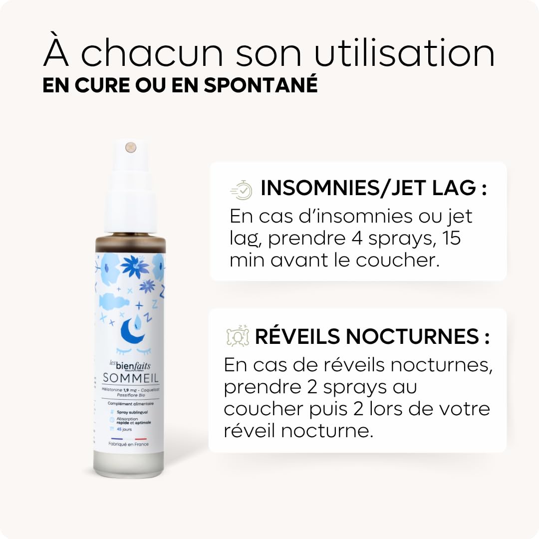 Spray Mélatonine Sommeil 1,9mg – Endormissement Rapide & Réveils Nocturnes – Passiflore & Coquelicot – Sublingual 2x Plus Rapide – Élu Meilleur Produit Pharmacie – 30 nuits