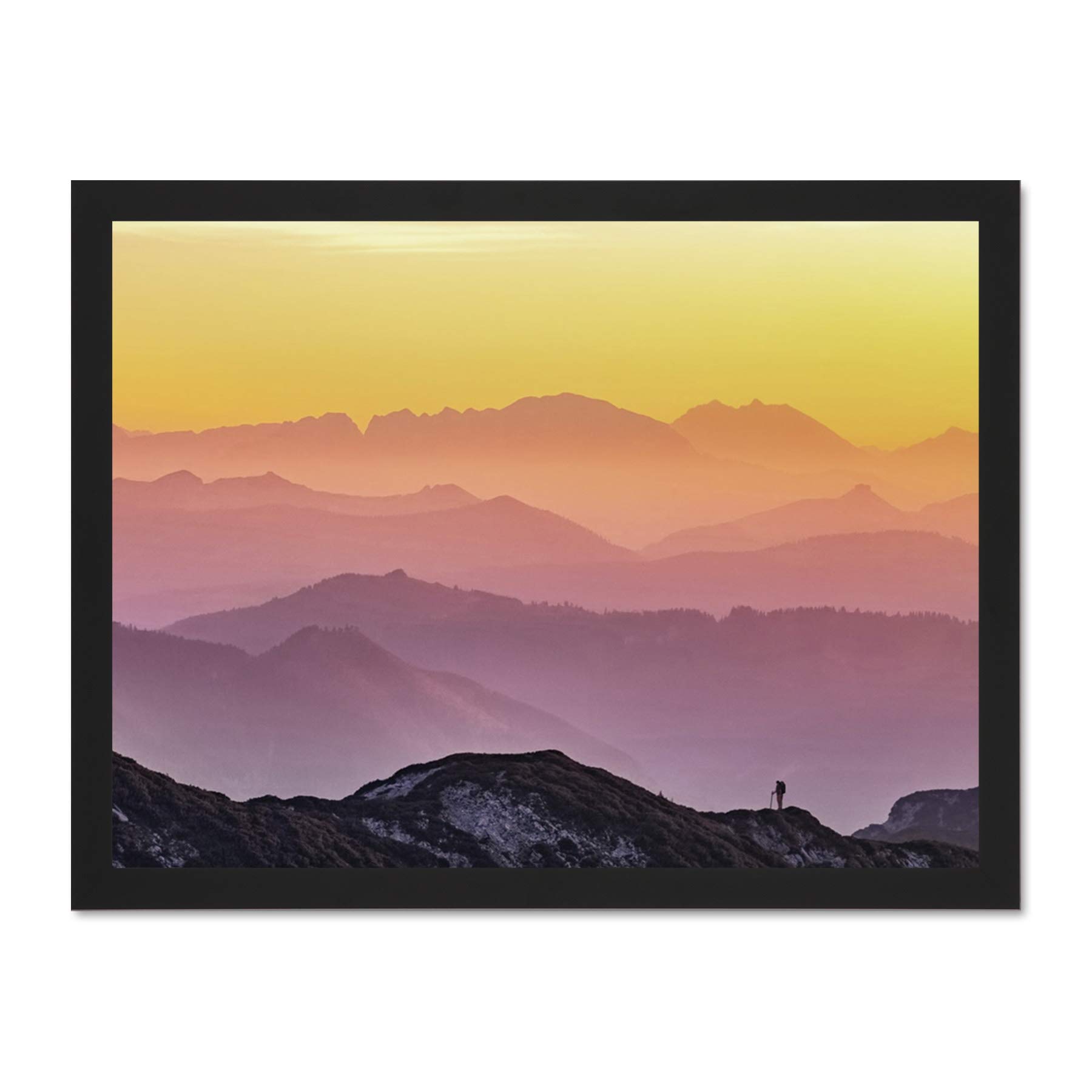 Misty Mountain Beautiful Sunrise Panorama Large Framed Art Print Poster Wall Decor 18x24 inch