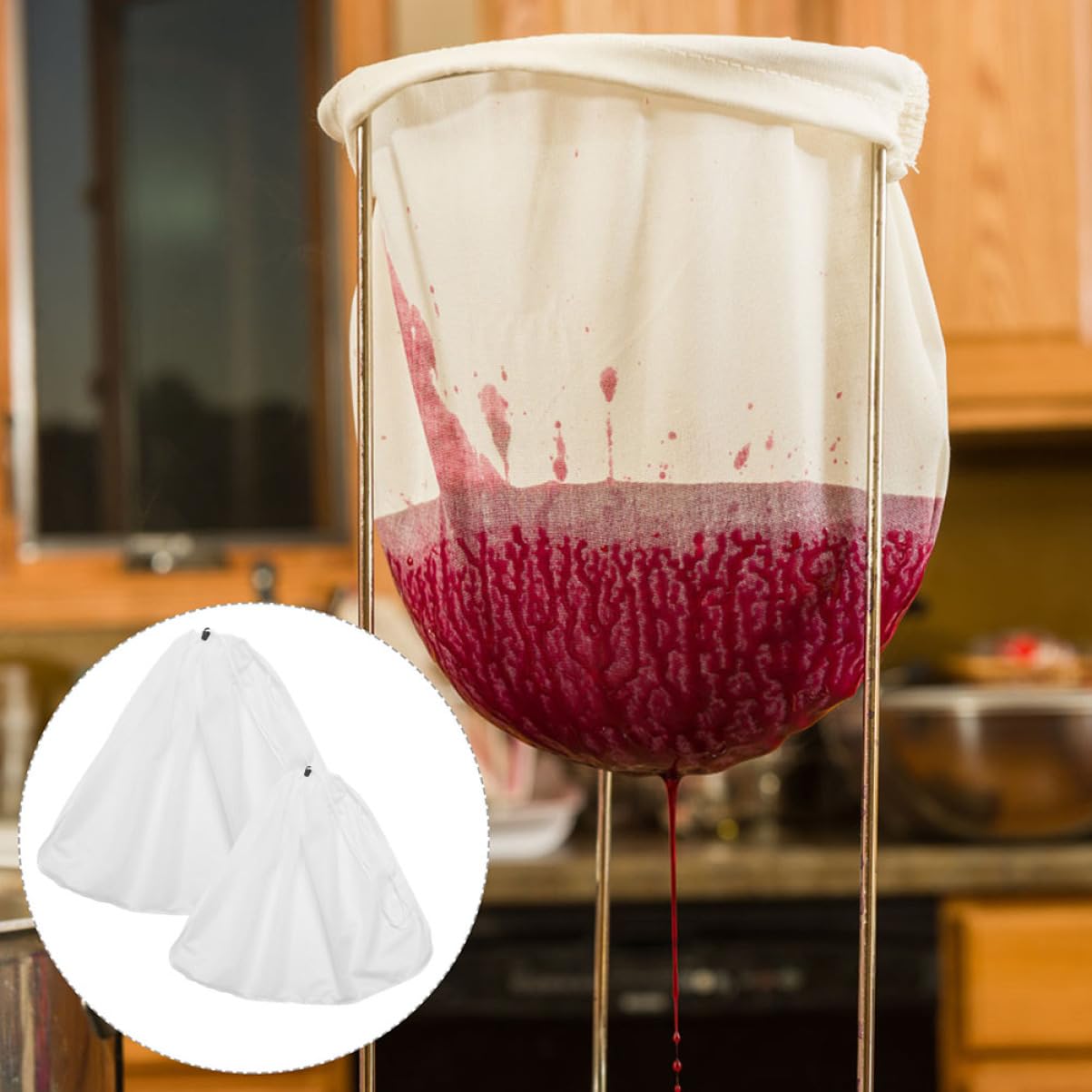 Garneck Juice Brew Filter Bag Large Strain Bag Drawstring Mesh Straining Bag Filter Bag for Wine