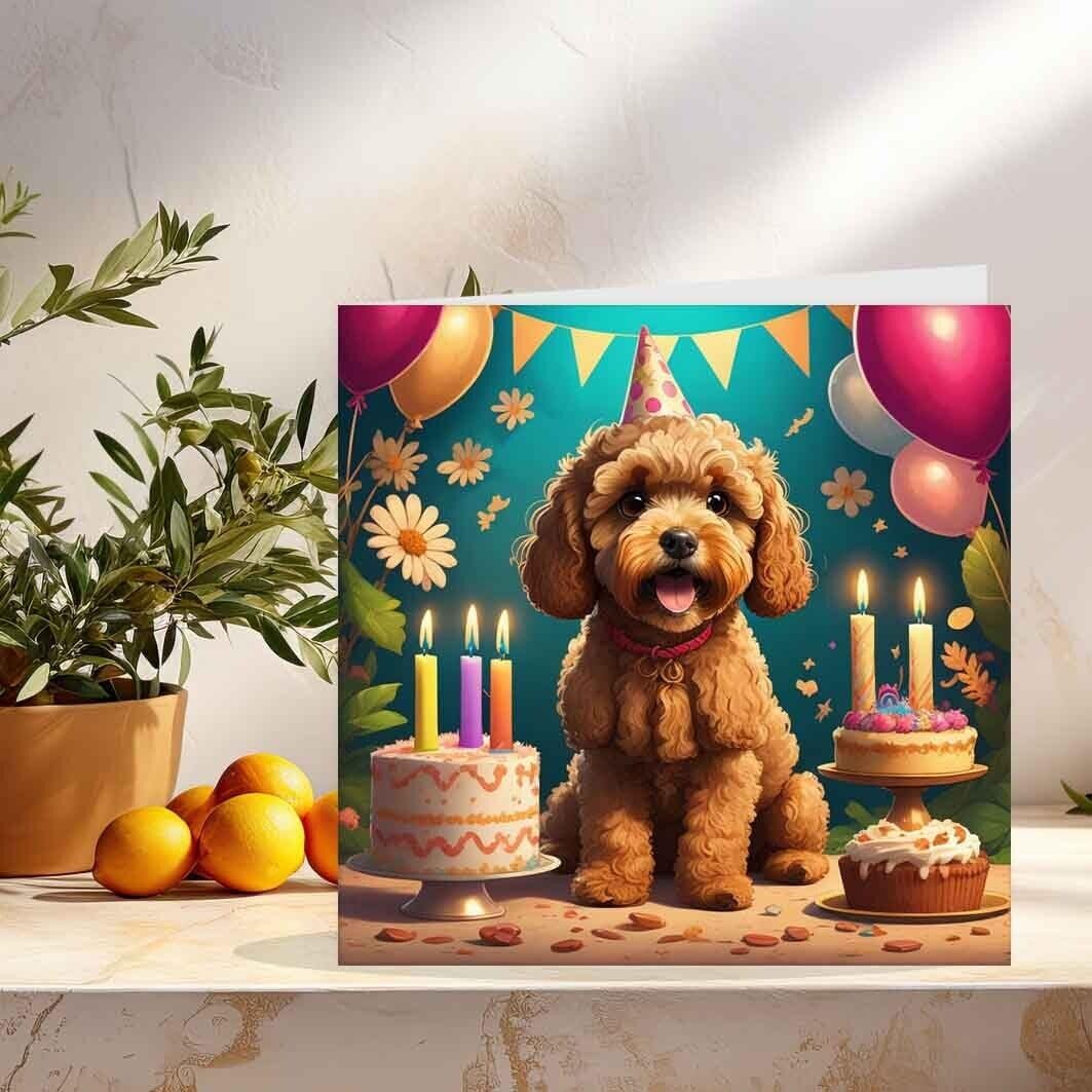 Biglietto Di Natale Con Cockapoo 145x145 Mm | Fatto A Mano In UK Su Carta FSC Riciclata Con Busta Di Lusso, Ecologico