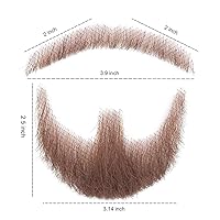 Vista 6 de Barba falsa realista bigote marrón disfraz de pelo facial 100% cabello humano invisible encaje barba falsa para Halloween, cosplay, fiestas, drama