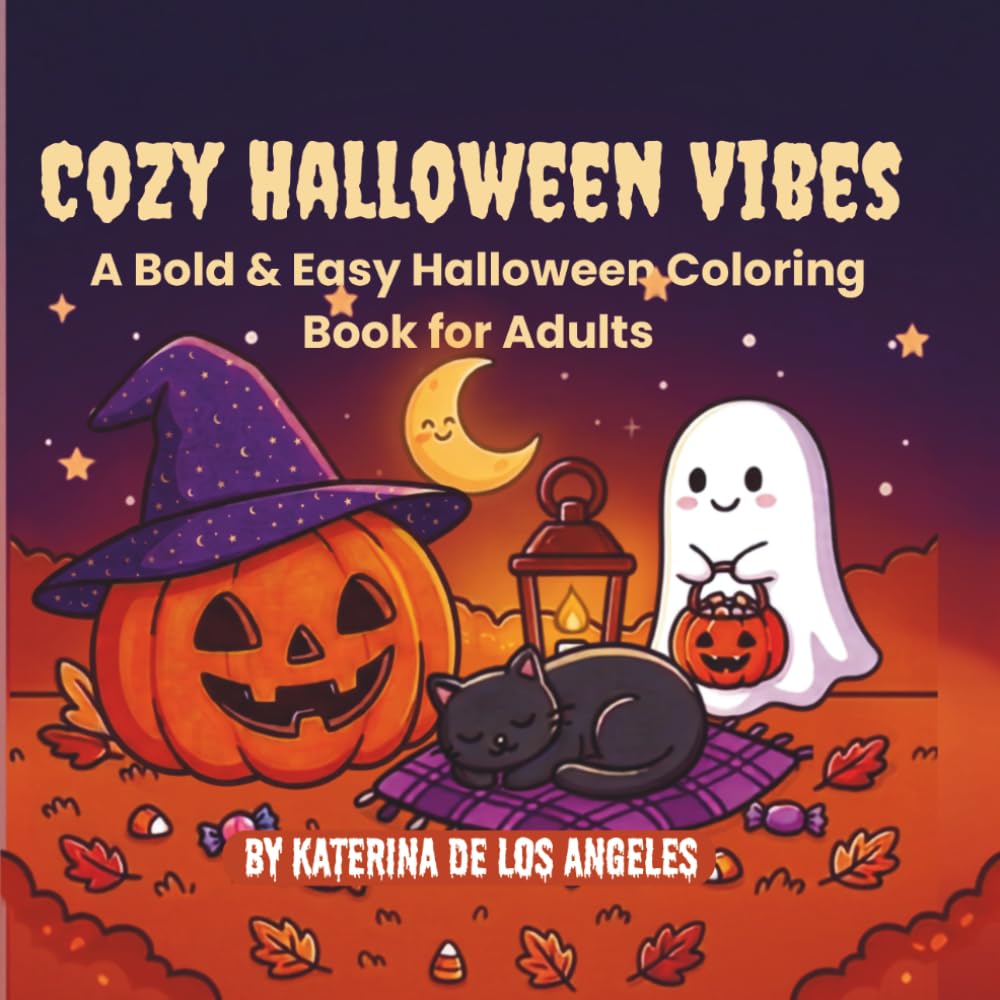 Cozy Halloween Vibes: A Bold and Easy Coloring Book for Adults