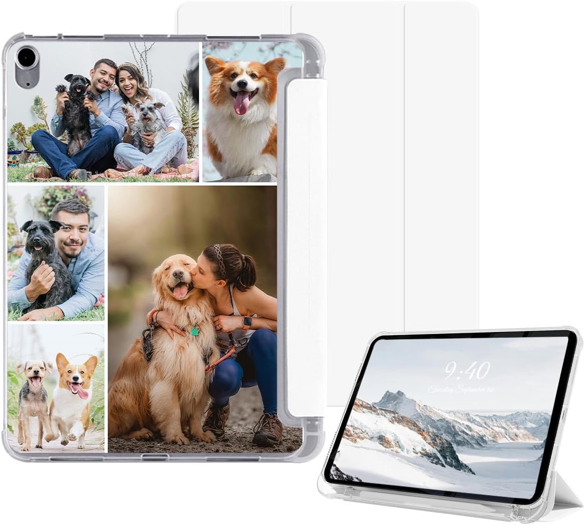 Custom Photo Case for iPad A16 11th Gen (11-inch,2025) with Pencil Holder,Personalized Multi-Picture Collage Flip Slim Cover,Rugged Protection,Trifold & Auto Sleep/Wake,(Model:A3354,A3355,A3356)