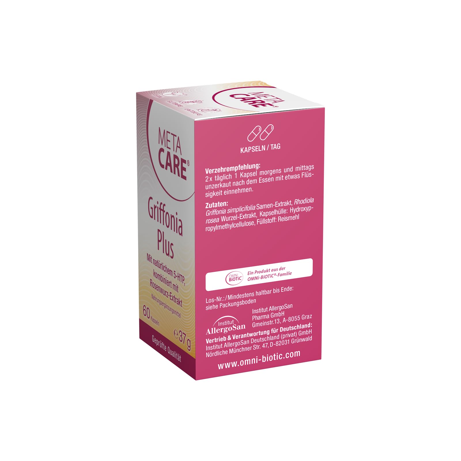 Griffonia Plus | Bewusst kombiniert mit Rosenwurz-Extrakt | 60 Kapseln | VEGAN