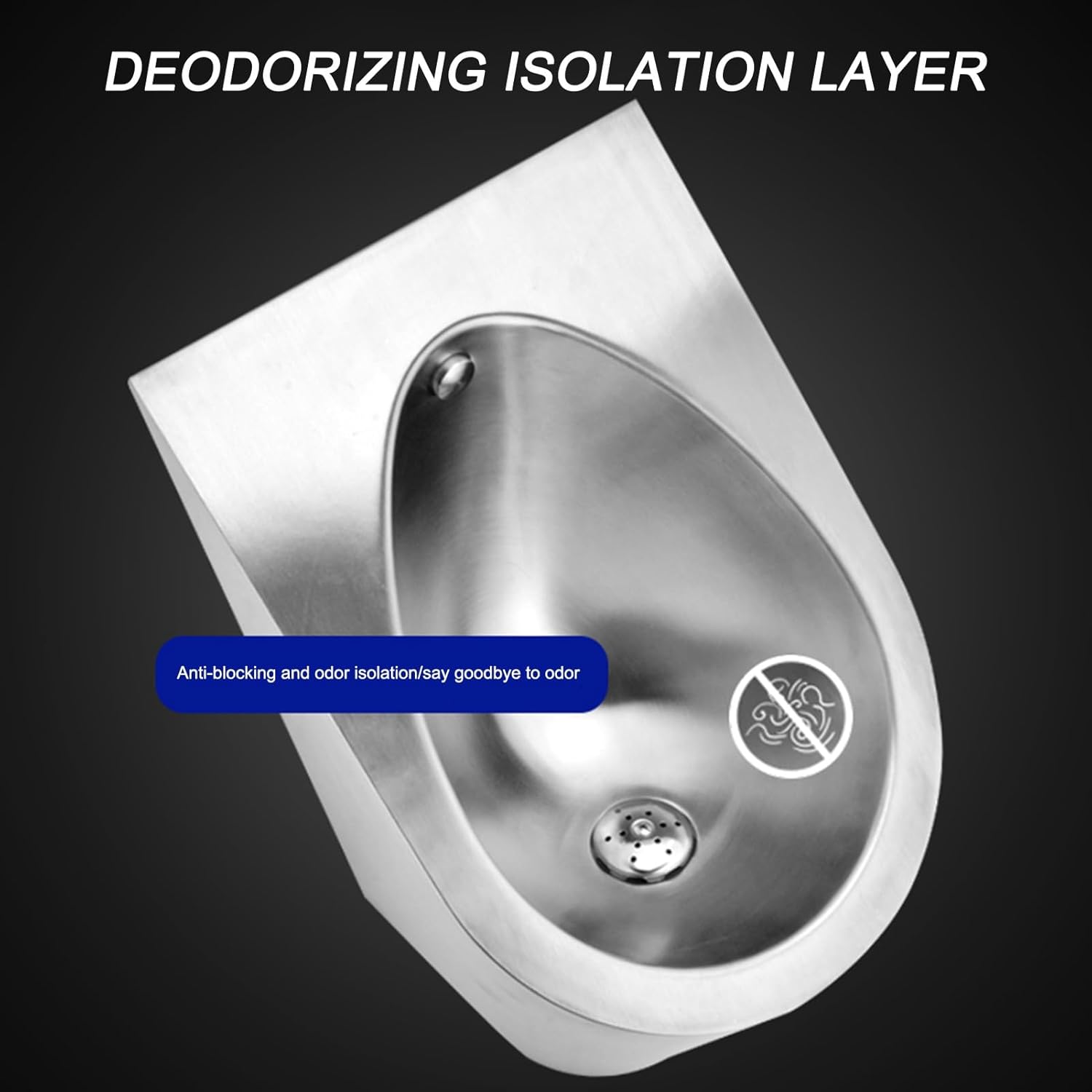 Wall-Mounted Stainless Steel Urinal, Intelligent Induction Design, Commercial Flushing Urinals, Heavy Duty Anti-Clogging Wall Mount Outdoor Urinal for Backyard Garage