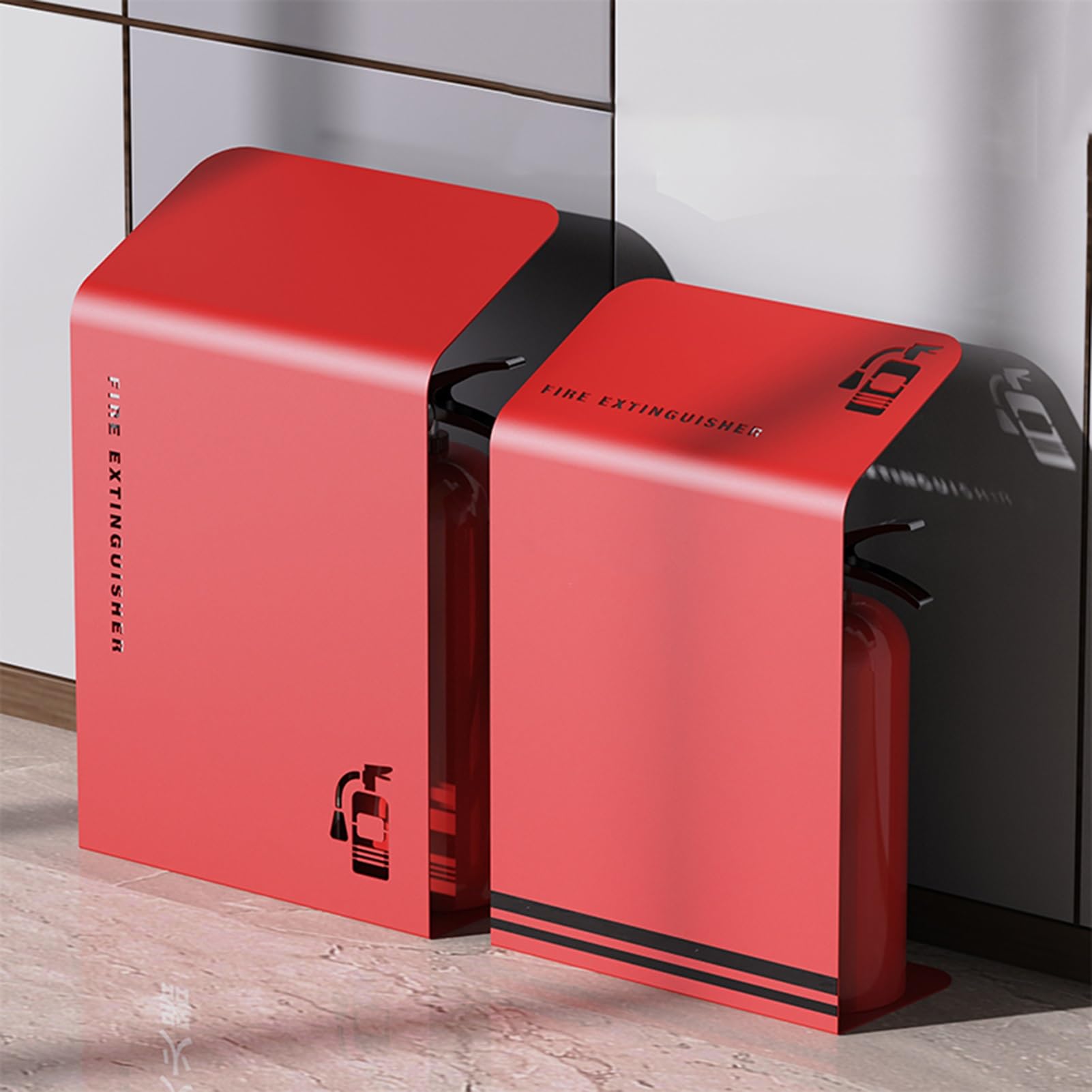 Extintor de incendios, Soporte for caja de extintor de incendios de 2 mm de grosor, gabinete de metal moderno(Red B,Size M)