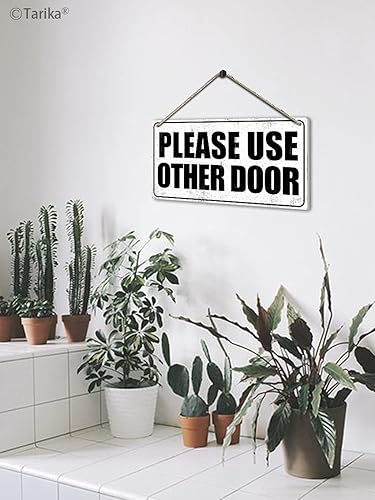 Miniatura 4 de Letrero colgante de madera con texto en inglés Please Use Other Door de 4.9 x 9.8 in, aspecto retro, decoración de madera, pintura, para el hogar,