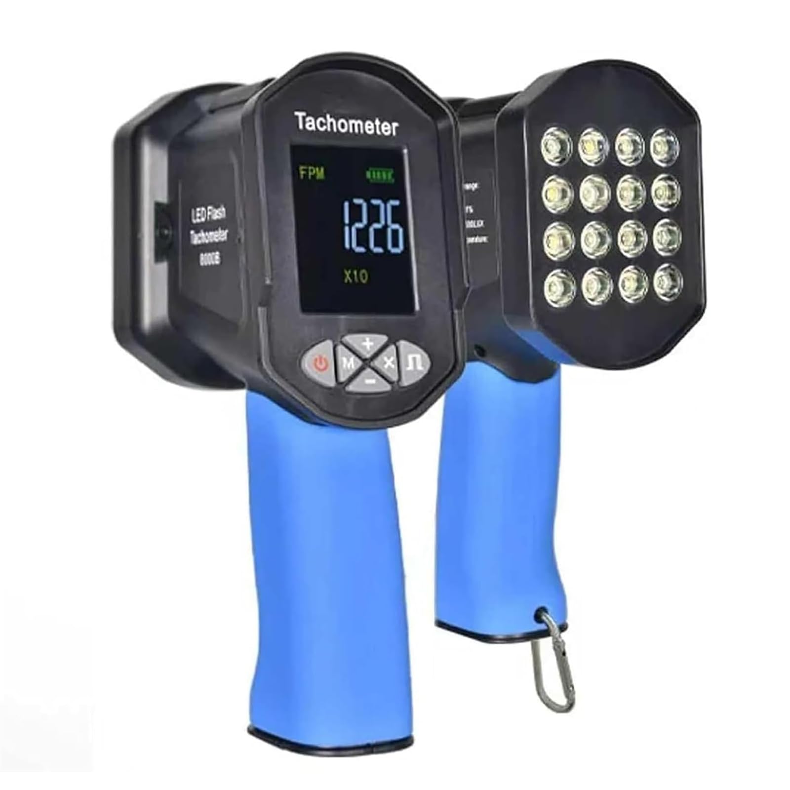 Estroboscopio digital de mano sin contacto, precisión de 60-100000 rpm, 16 cuentas de lámpara, pantalla LCD, carga USB para motor HVAC, motor, prueba de velocidad de neumáticos