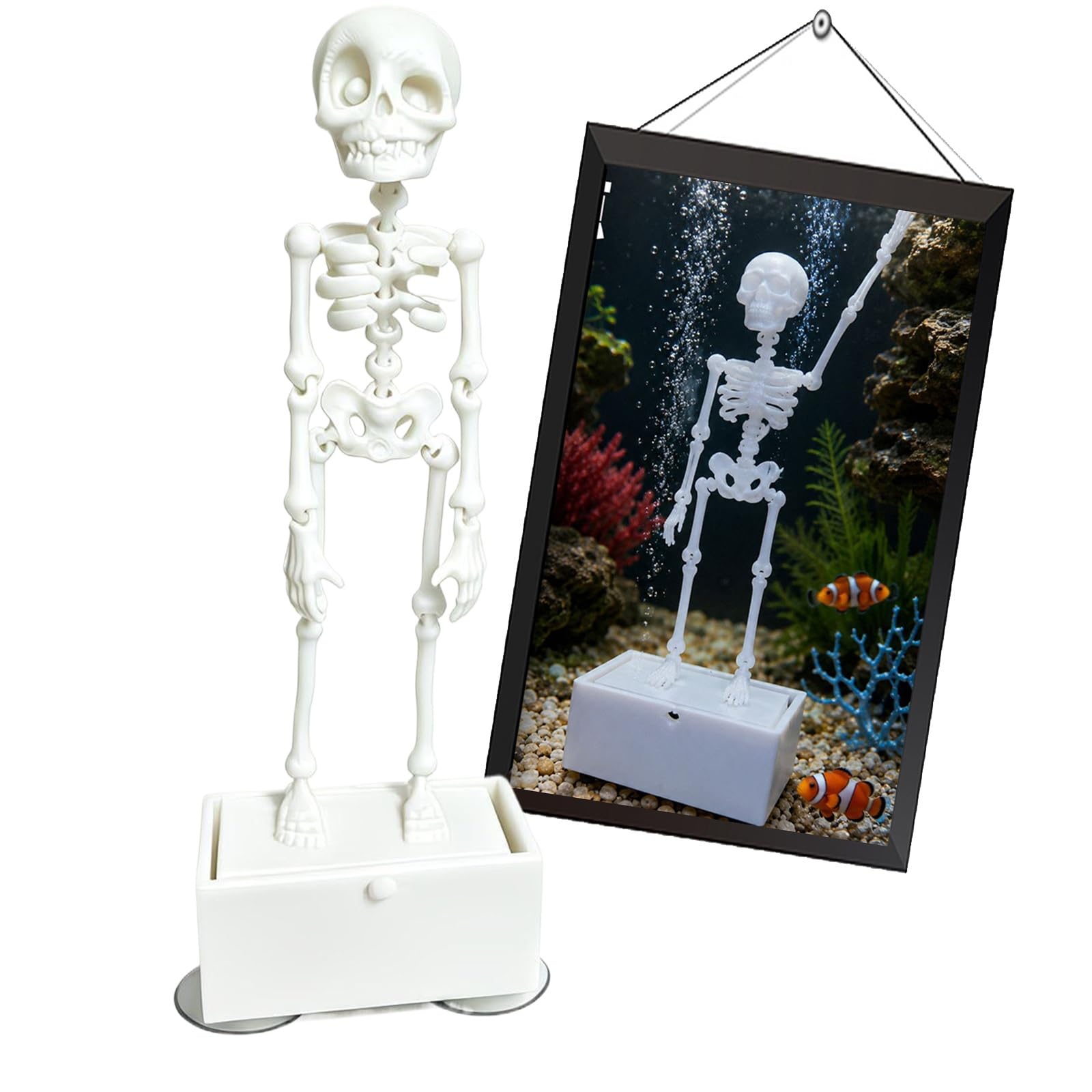 Tacwjdm White Funny Air-Driven Dancing Skeleton Aquarium Ornaments