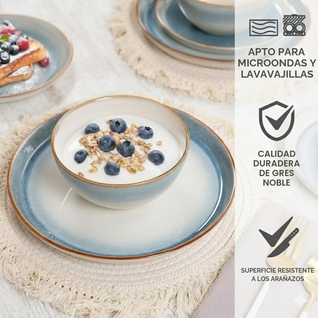 Moritz & Moritz Tarento - Juego de vajilla para 6 personas (24 piezas), color azul