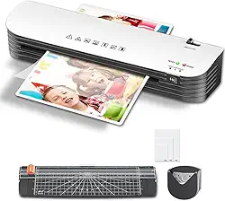 QFUN Plastificadora e Laminadora A4 220V para Casa, Escola e Pequenos Negócios, Emplastificadora Compacta com ABS, Suporta 80-125 Mic, Uso Diário, SL299