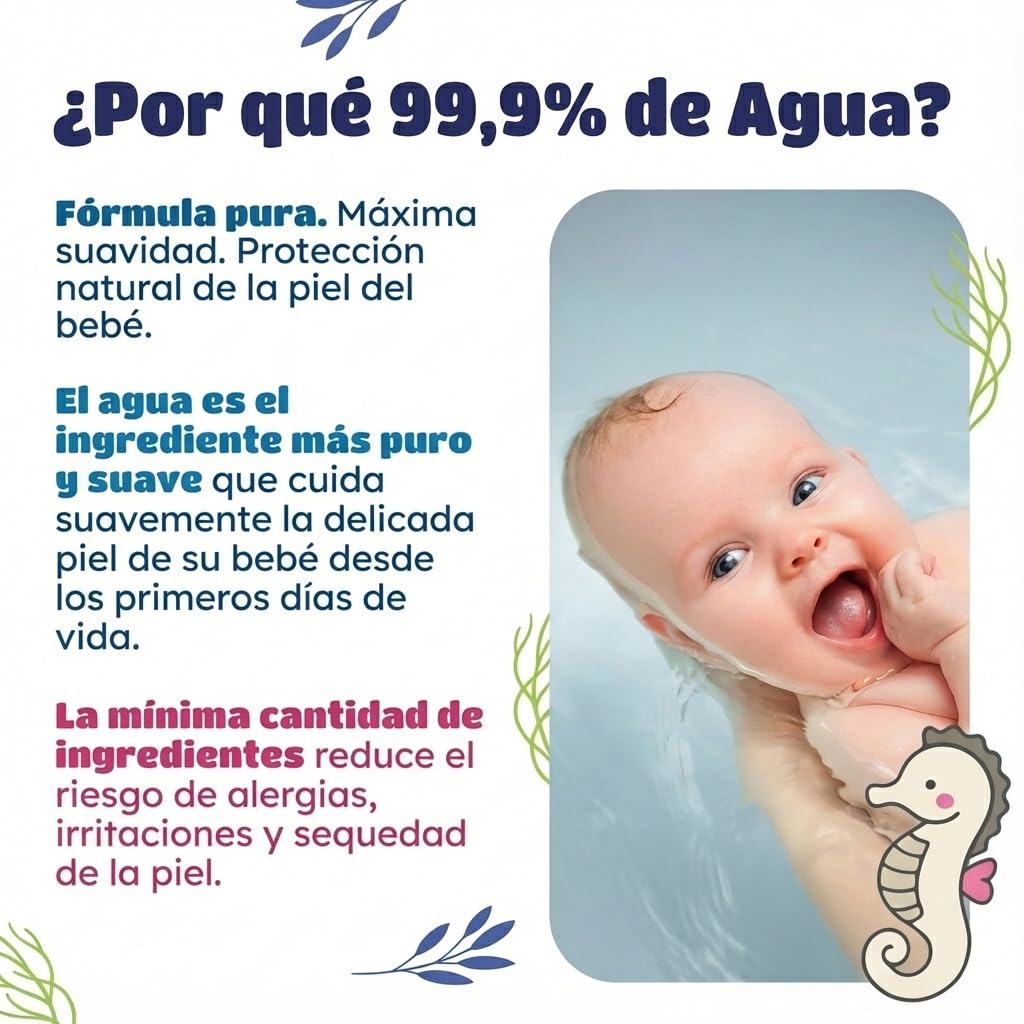 Kindii Water Care – Toallitas Bebé Agua 100% Viscosa, 99,9% Agua, Extracto de Pomelo, 150 × 200 mm, Biodegradables, Sin Plástico – Piel Sensible — view 6