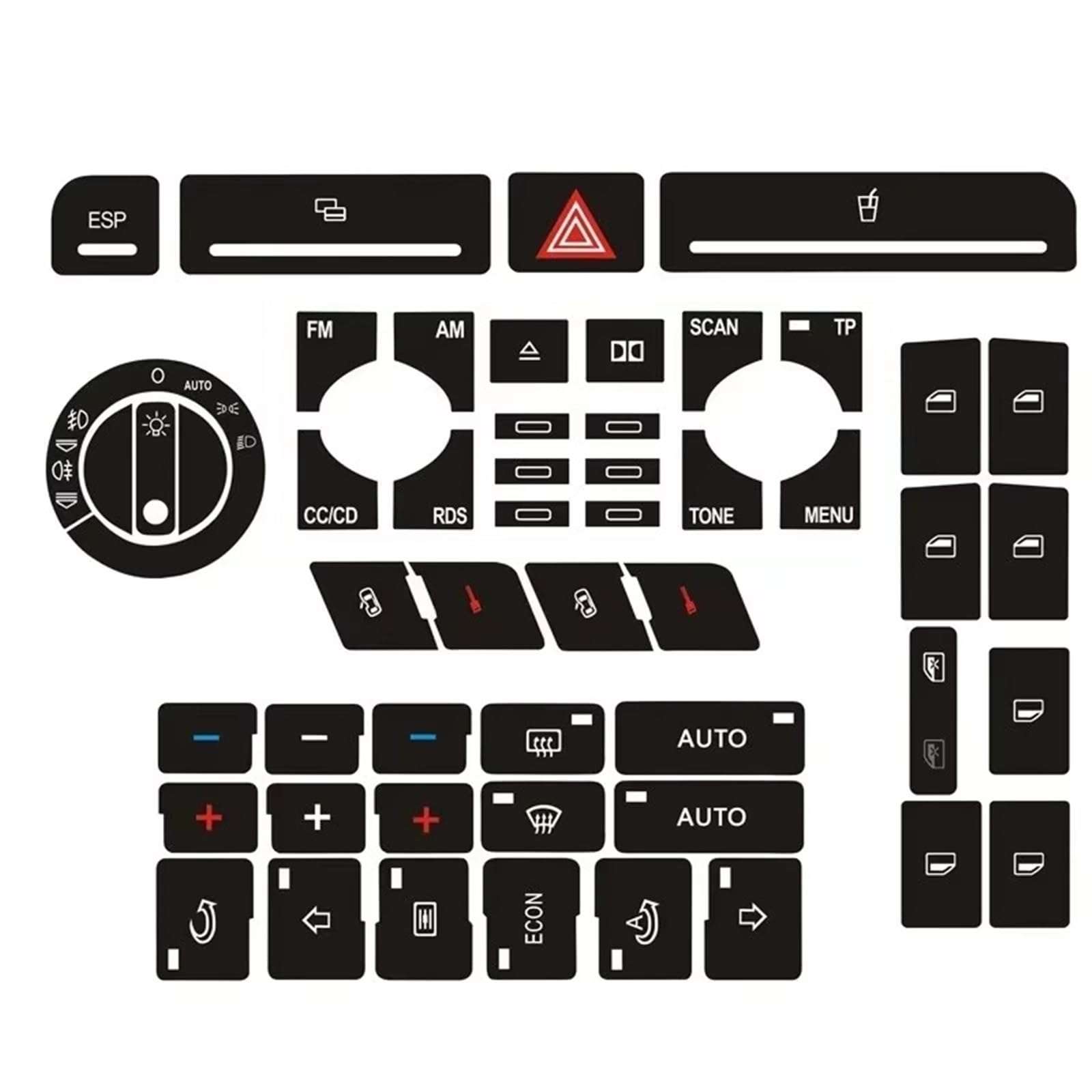 Repair Patch Compatible with A4 B6 B7 1pcs Set Button Repair Decal Sticker Door Lock Window Air Conditioner Repair Set(Type B)
