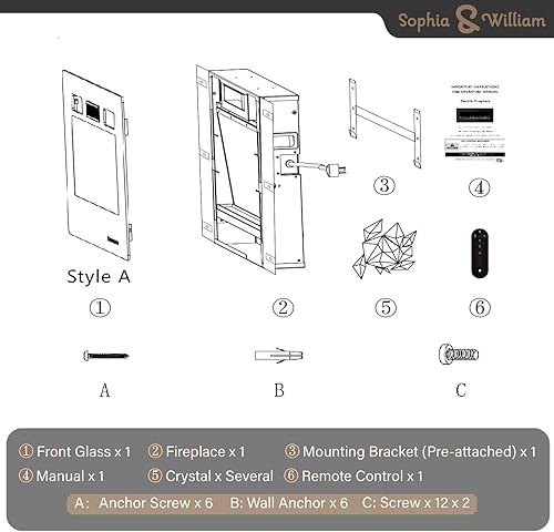 Miniatura 8 de Sophia & William Chimenea eléctrica de 72 pulgadas montada en la pared y empotrada, calentador eléctrico ultrafino de 3.86 pulgadas con control