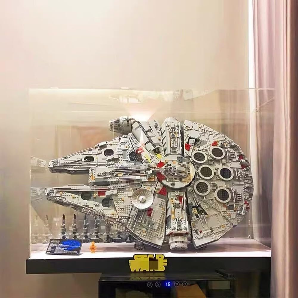 Vetrina Acrilico Compatibile con Modello Lego 75192 ​Millennium Falcon, Vetrina Trasparente Antipolvere (Vetrina Senza Sfondo) B,3mm