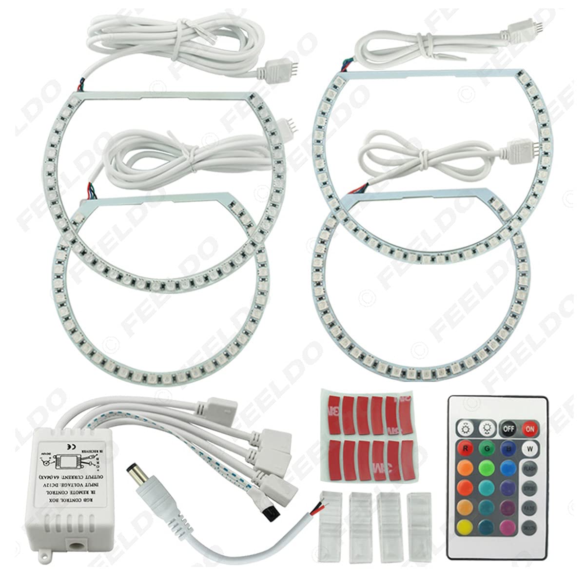2X 131mm 2X 146mm Voiture 5050 SMD LED RVB Flash Angel Eyes Halo Anneau Lumière Coloré Multicolore Feux De Jour Compatible Pour E46 Série 3