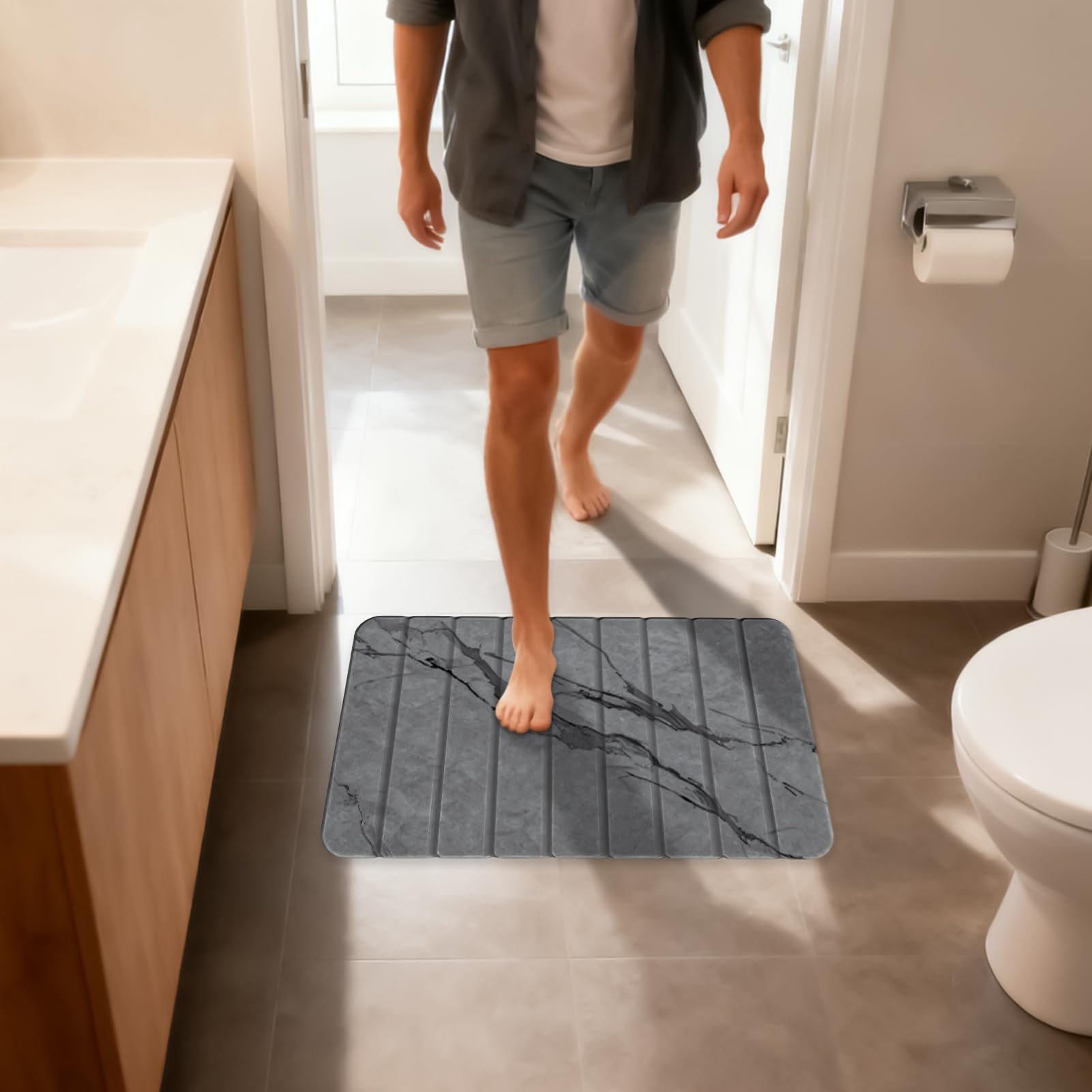 Tapis Pierre Pour Salle De Bain Anti-Dérapant En Terre De Diatomées