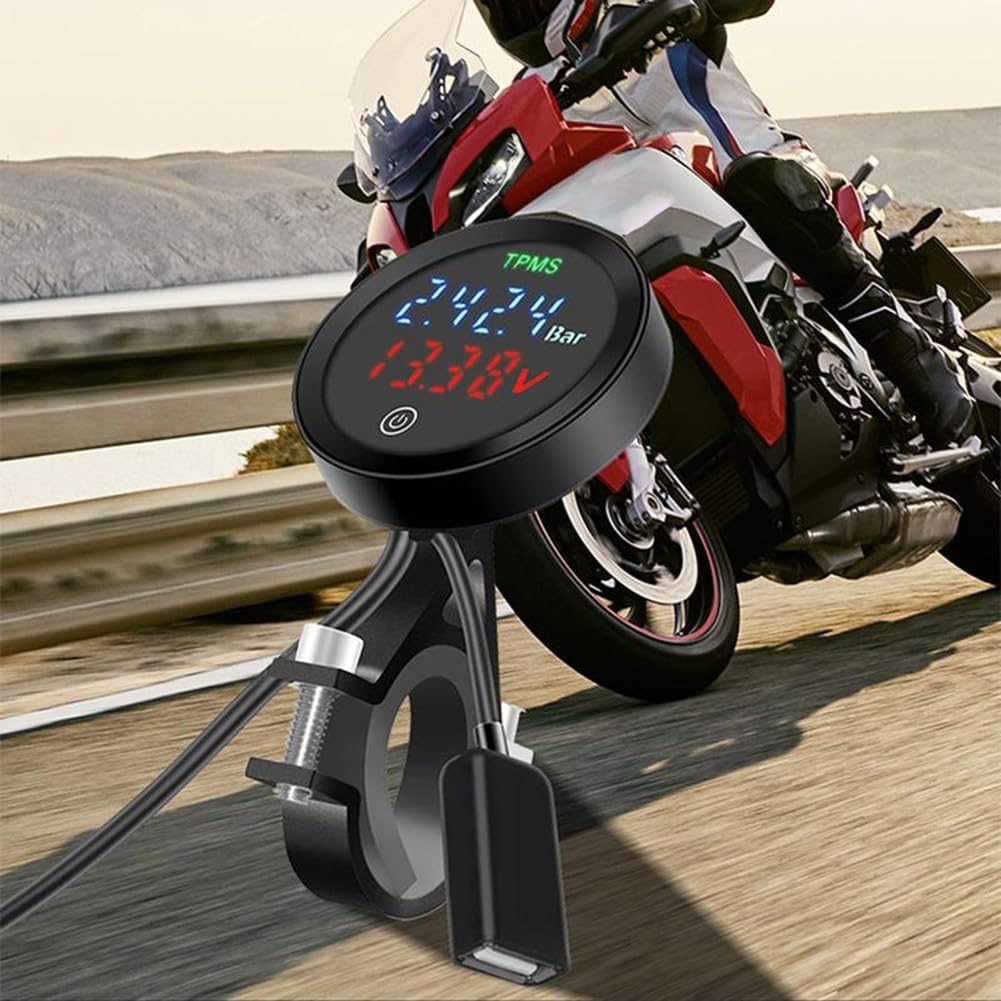per monitor pressione pneumatici TPMS moto ABS alluminio in tempo reale | Ricarica Solare Display LCD Impermeabile ABS + Alluminio per Moto